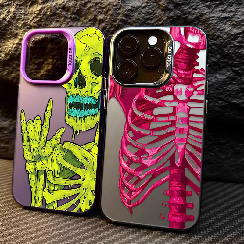 Phone Cases Pink - Luxury Pink Green Skull Phone Case