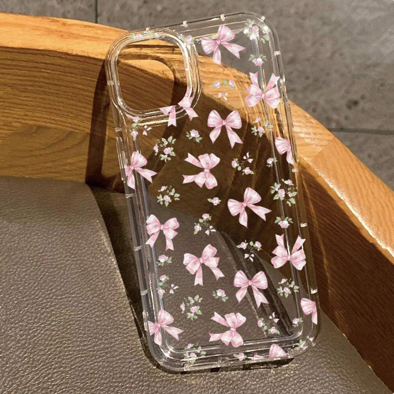Phone Cases Pink - Pink Bow Transparent Airbag Phone Case