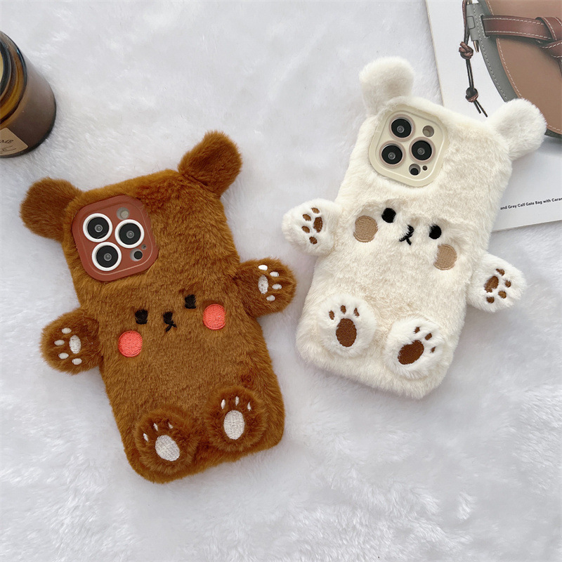 Korean 3D Cartoon Bear Fluffy  - огляд і ціна Phone Cases For Iphone 12 Pro Max
