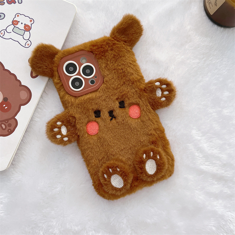 Korean 3D Cartoon Bear Fluffy  - огляд і ціна Phone Cases For Iphone 12 Pro Max