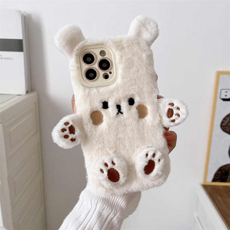 Korean 3D Cartoon Bear Fluffy  - огляд і ціна Phone Cases For Iphone 12 Pro Max