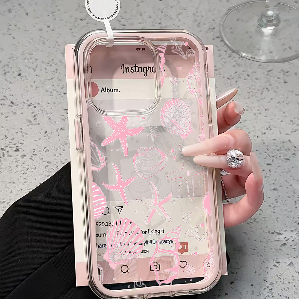 Summer Pink Seashell Clear Pho - огляд і ціна Phone Cases Pink