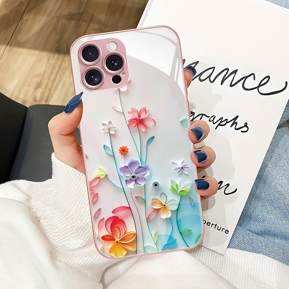 Pink Flower Tempered Glass Cas - огляд і ціна Phone Cases Pink