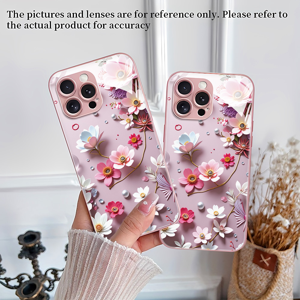 Pink Flower Tempered Glass Cas - огляд і ціна Phone Cases Pink