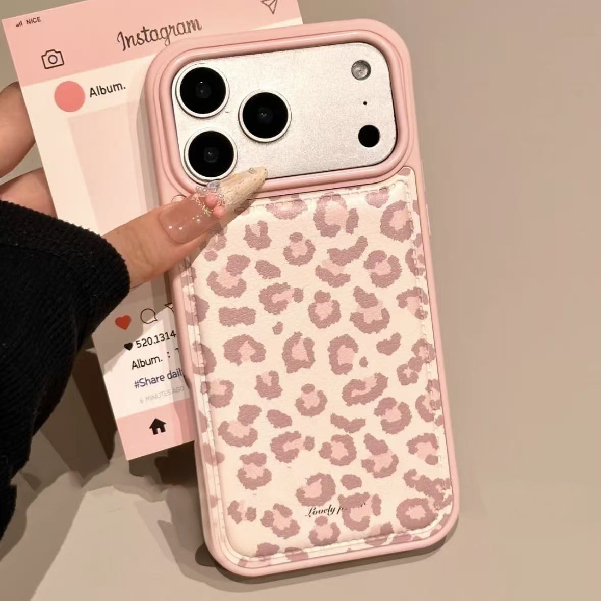 Simple Korean Pink Retro Leopa - огляд і ціна Phone Cases Pink